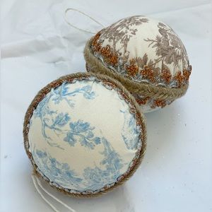 NWOT Frontgate 2-Sided Fabric Toile Ornament w/ Anchor Charm